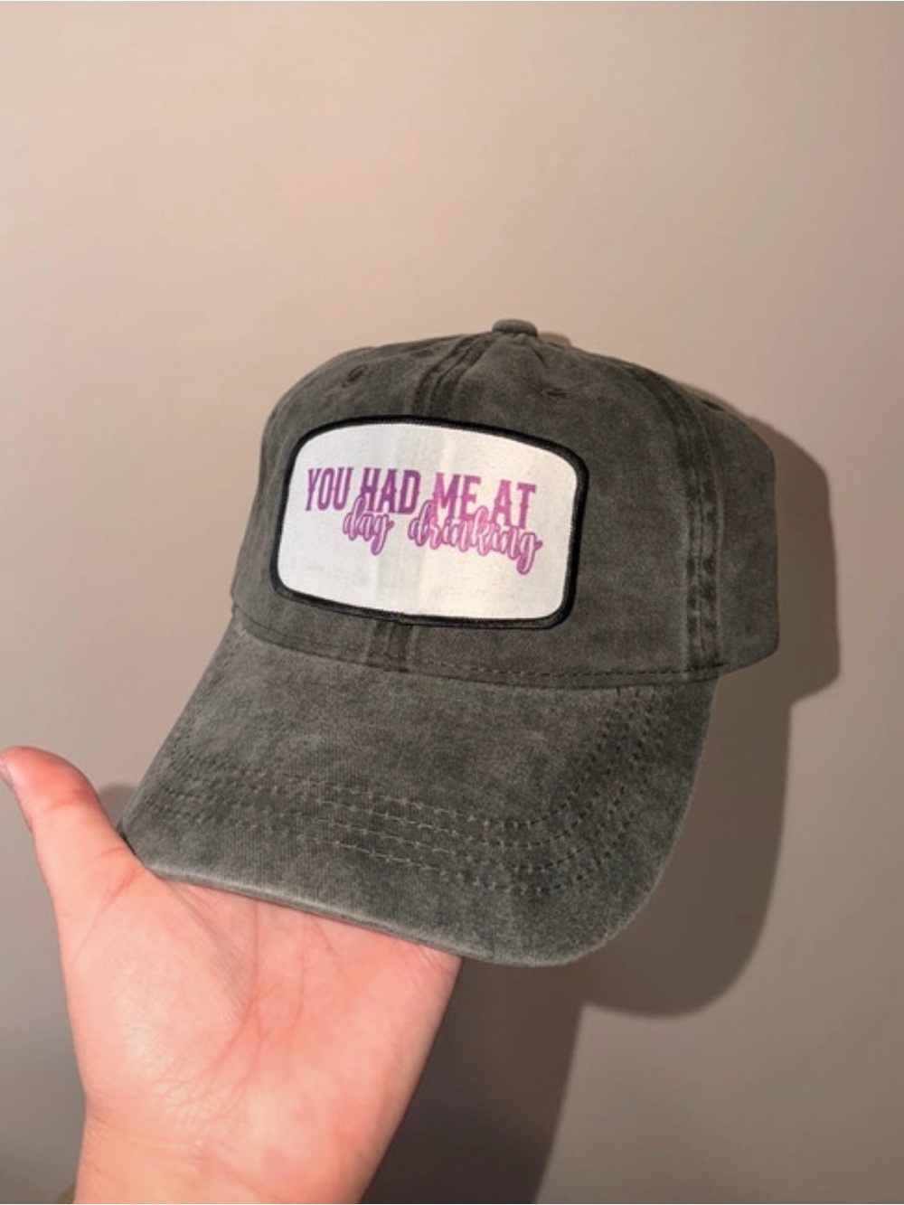 Boutique Baseball Olive Green 'You Had Me At' Patch Cap - NWT